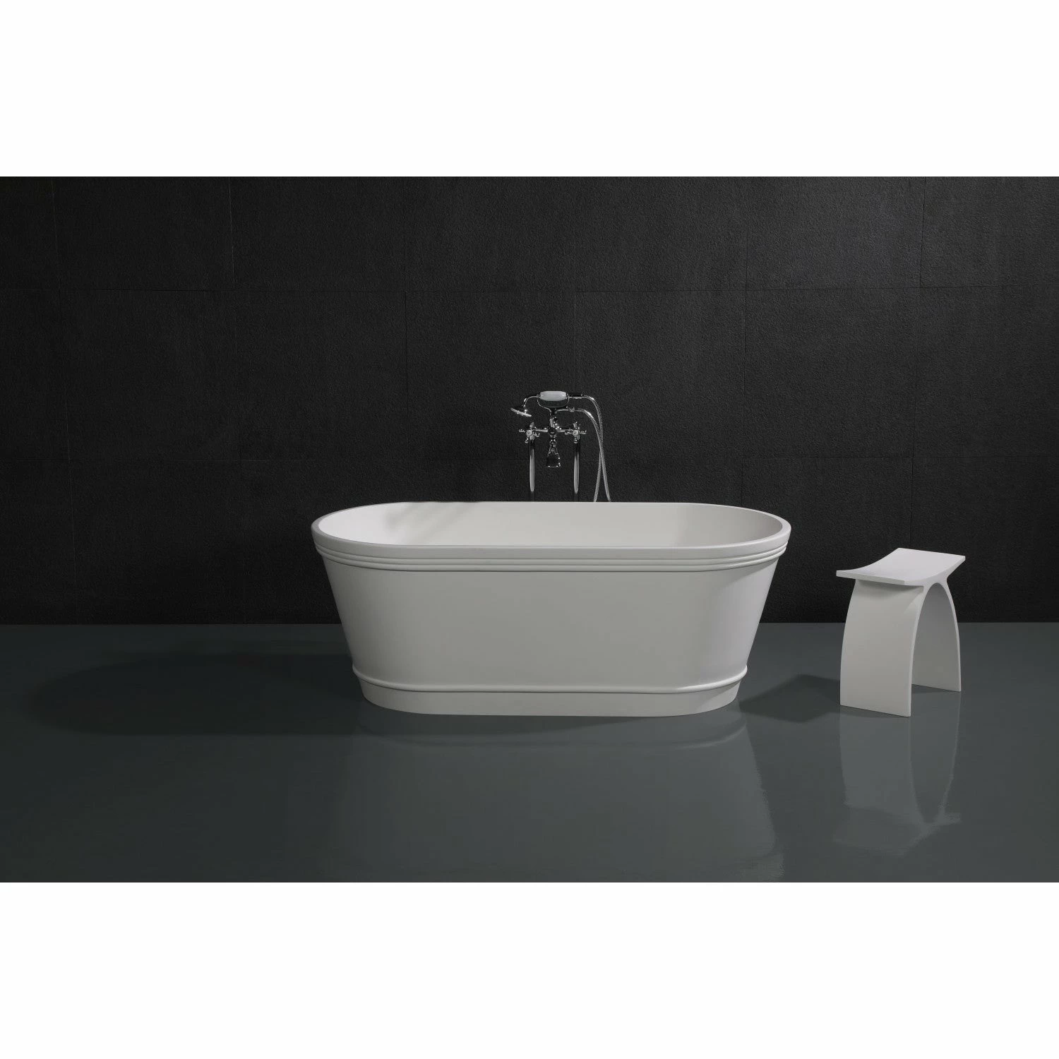 Arcticstone VRTDE612922 60-Inch Double Ended Solid Surface Freestanding Tub With Drain, Glossy White/Matte White - Image 2