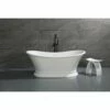 Arcticstone VRTDS683027 67-Inch Solid Surface White Stone Pedestal Tub With Drain, Matte White/Glossy White