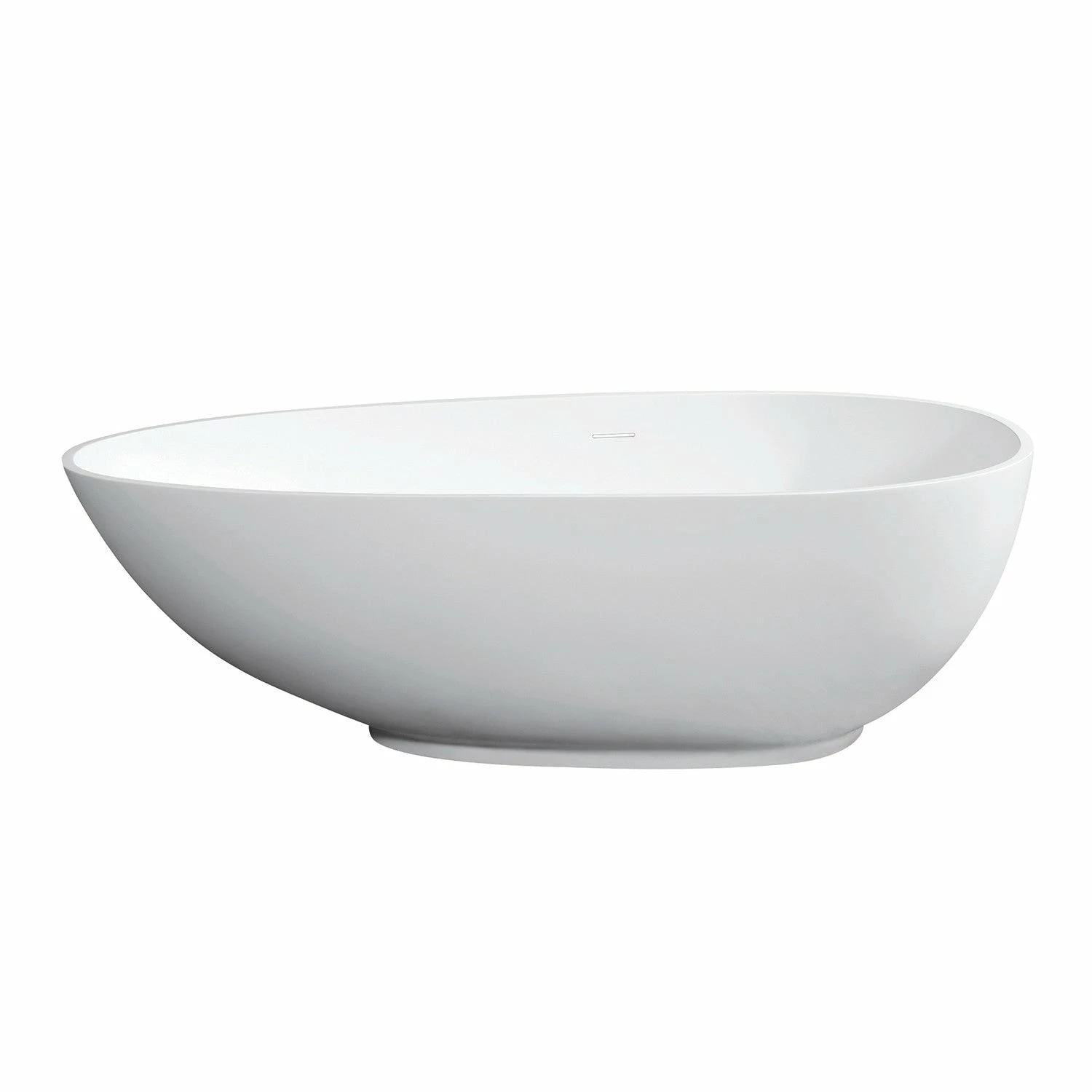 Arcticstone VRTOV683321 67-Inch Egg Shaped Solid Surface Freestanding Tub With Drain, Glossy White/Matte White - Image 2