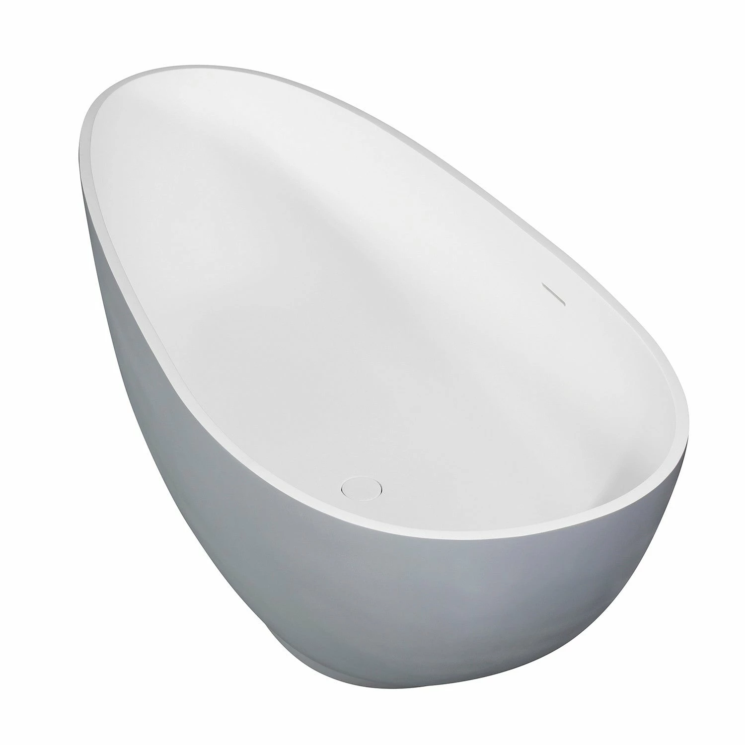 Arcticstone VRTOV683321WG 67-Inch Egg Shaped Solid Surface Freestanding Tub With Drain, Glossy White/Matte Gray - Image 3