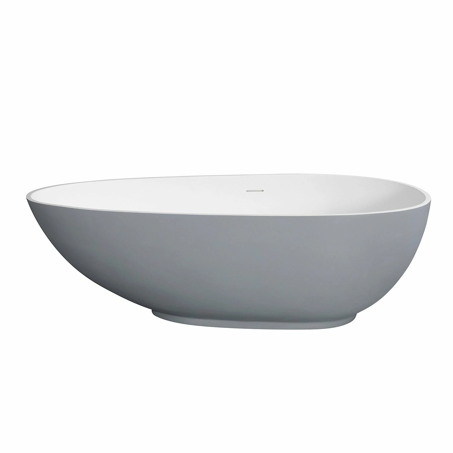 Arcticstone VRTOV683321WG 67-Inch Egg Shaped Solid Surface Freestanding Tub With Drain, Glossy White/Matte Gray - Image 5
