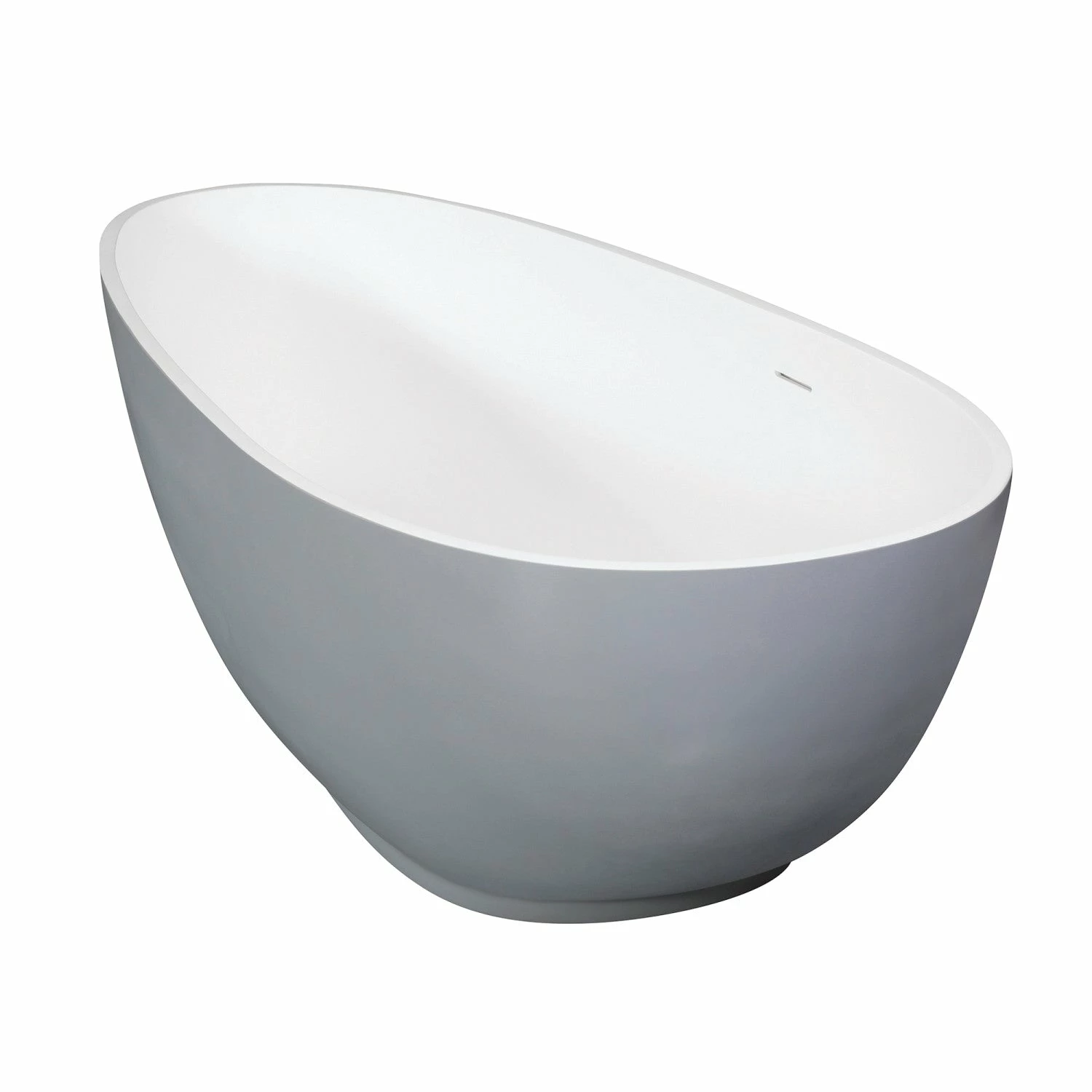 Arcticstone VRTOV683321WG 67-Inch Egg Shaped Solid Surface Freestanding Tub With Drain, Glossy White/Matte Gray - Image 6
