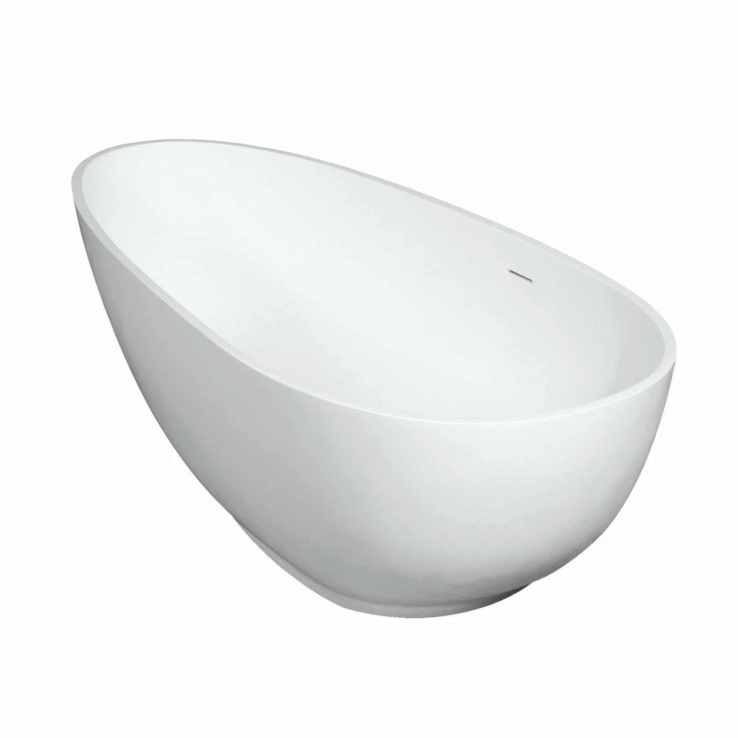 Arcticstone VRTOV683321 67-Inch Egg Shaped Solid Surface Freestanding Tub With Drain, Glossy White/Matte White - Image 5