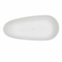 Arcticstone VRTOV713422 72-Inch Egg Shaped Solid Surface Freestanding Tub With Drain, Glossy White/Matte White