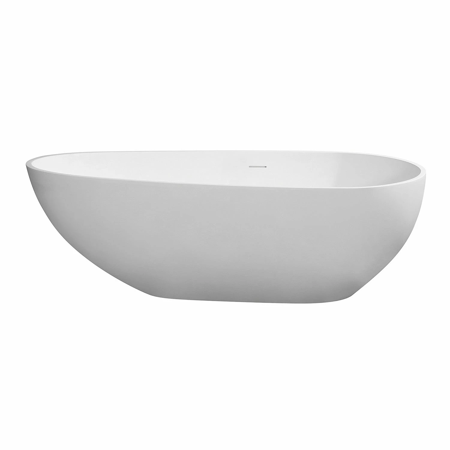 Arcticstone VRTOV713422 72-Inch Egg Shaped Solid Surface Freestanding Tub With Drain, Glossy White/Matte White - Image 3