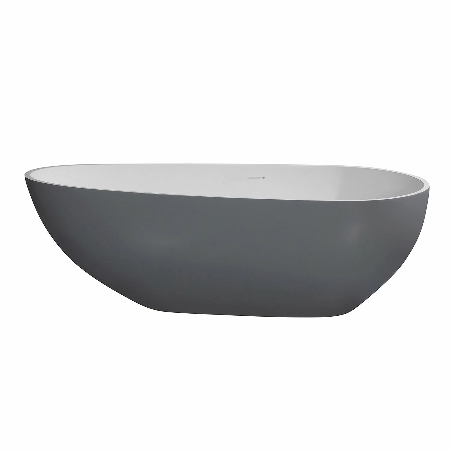Arcticstone VRTOV713422WG 72-Inch Egg Shaped Solid Surface Freestanding Tub With Drain, Glossy White/Matte Gray - Image 2