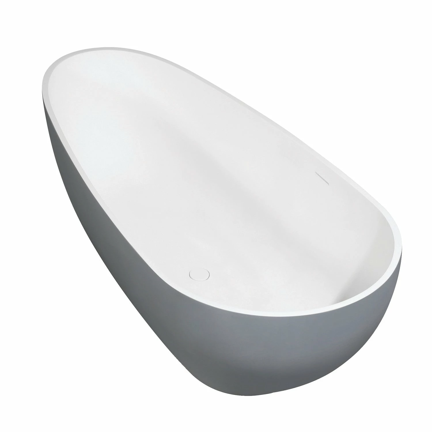 Arcticstone VRTOV713422WG 72-Inch Egg Shaped Solid Surface Freestanding Tub With Drain, Glossy White/Matte Gray - Image 6