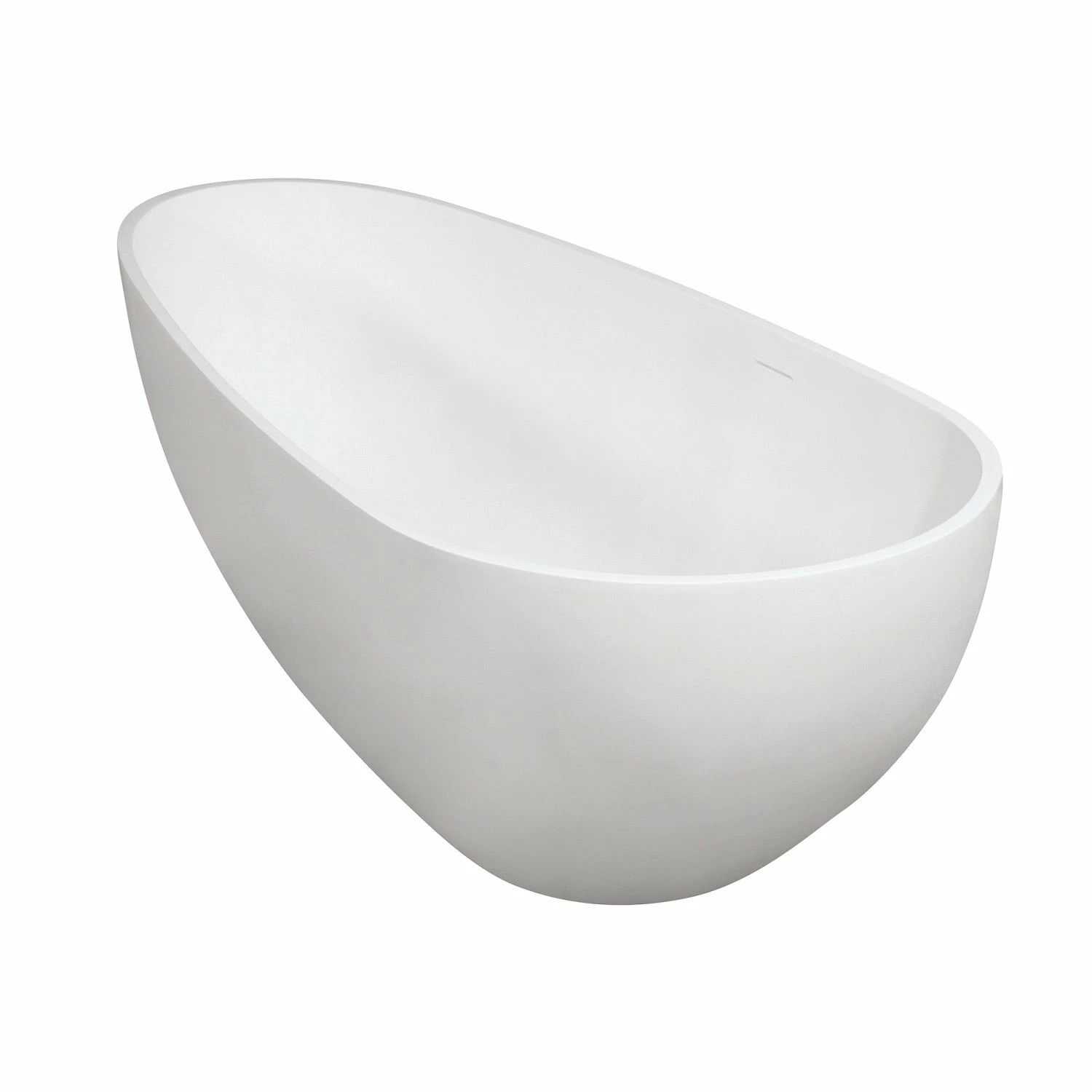 Arcticstone VRTOV713422 72-Inch Egg Shaped Solid Surface Freestanding Tub With Drain, Glossy White/Matte White - Image 6