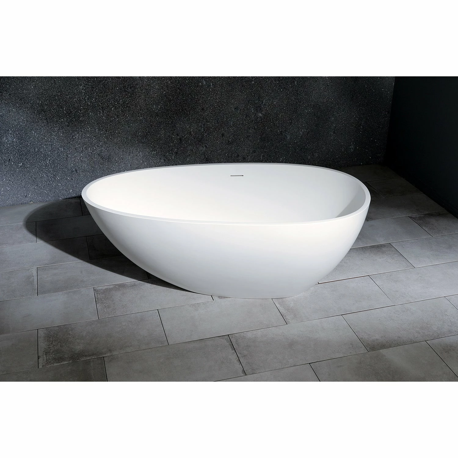 Arcticstone VRTRS593021 59-Inch Solid Surface White Stone Freestanding Tub With Drain, Matte White