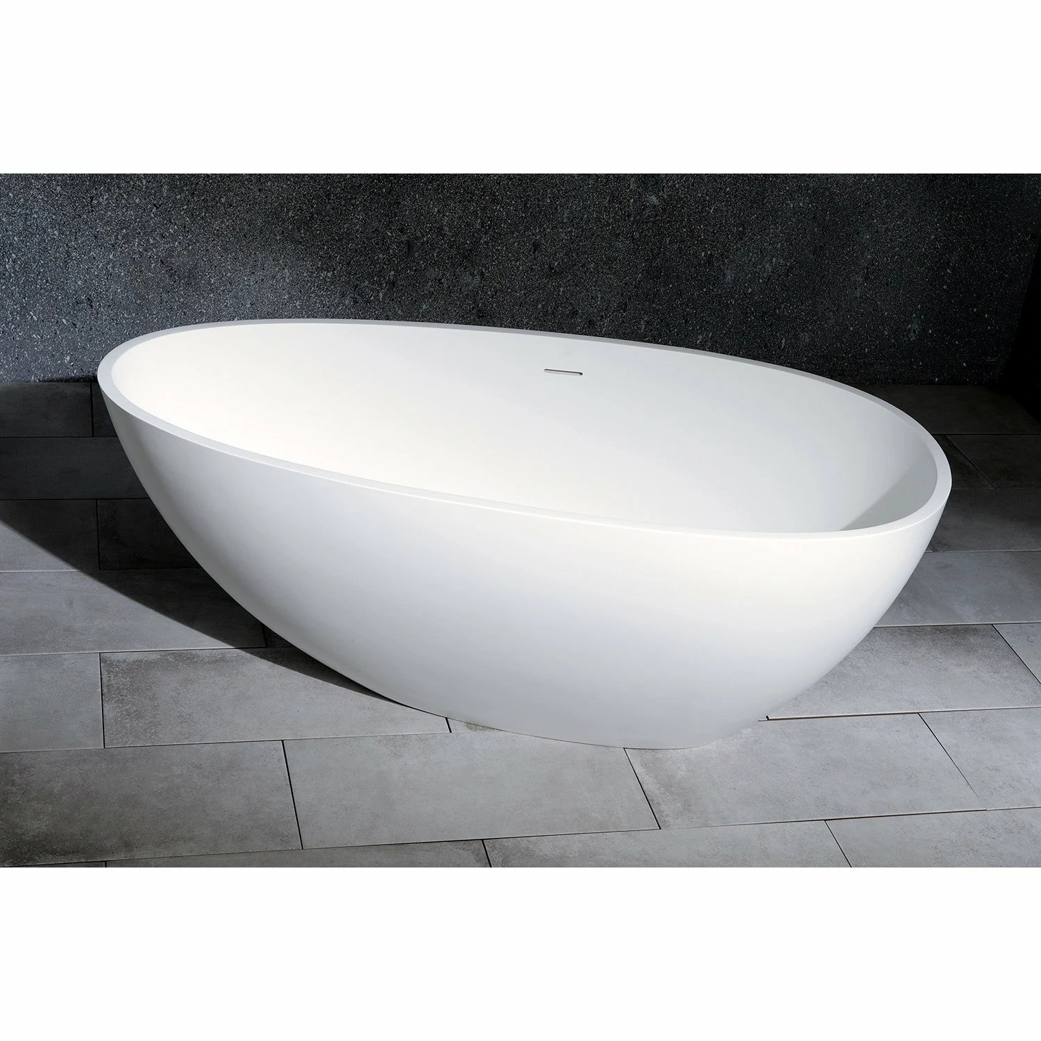 Arcticstone VRTRS593021 59-Inch Solid Surface White Stone Freestanding Tub With Drain, Matte White - Image 2