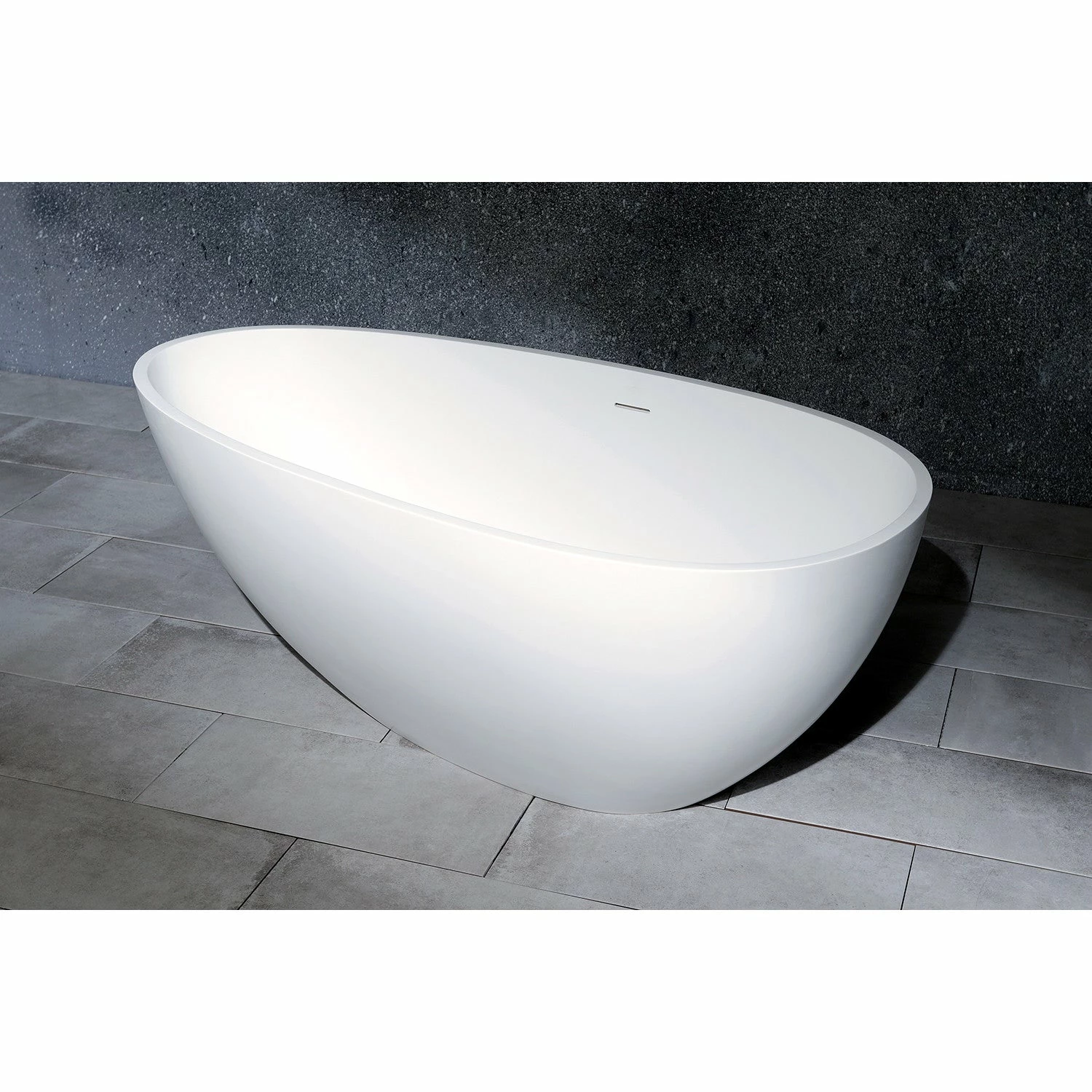 Arcticstone VRTRS593021 59-Inch Solid Surface White Stone Freestanding Tub With Drain, Matte White - Image 3