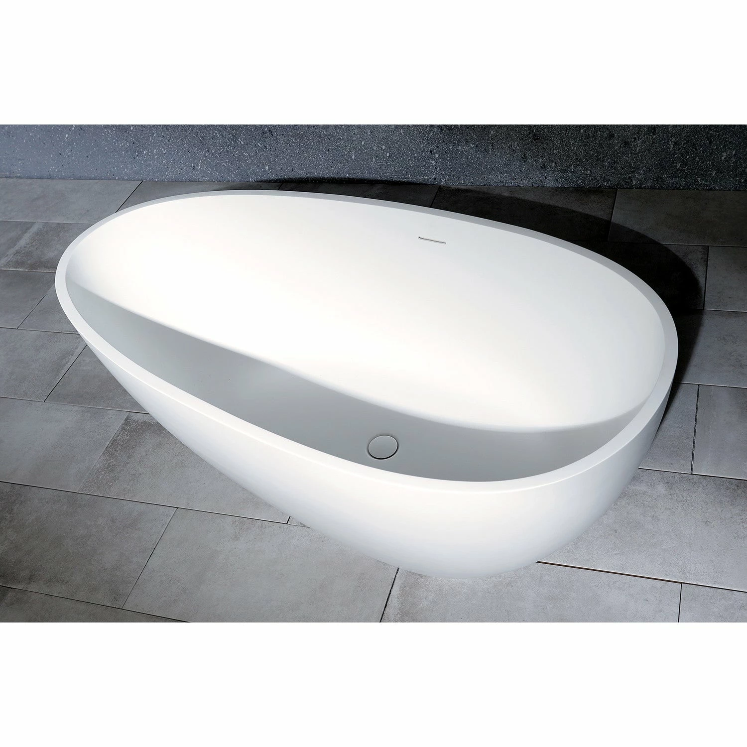 Arcticstone VRTRS593021 59-Inch Solid Surface White Stone Freestanding Tub With Drain, Matte White - Image 4
