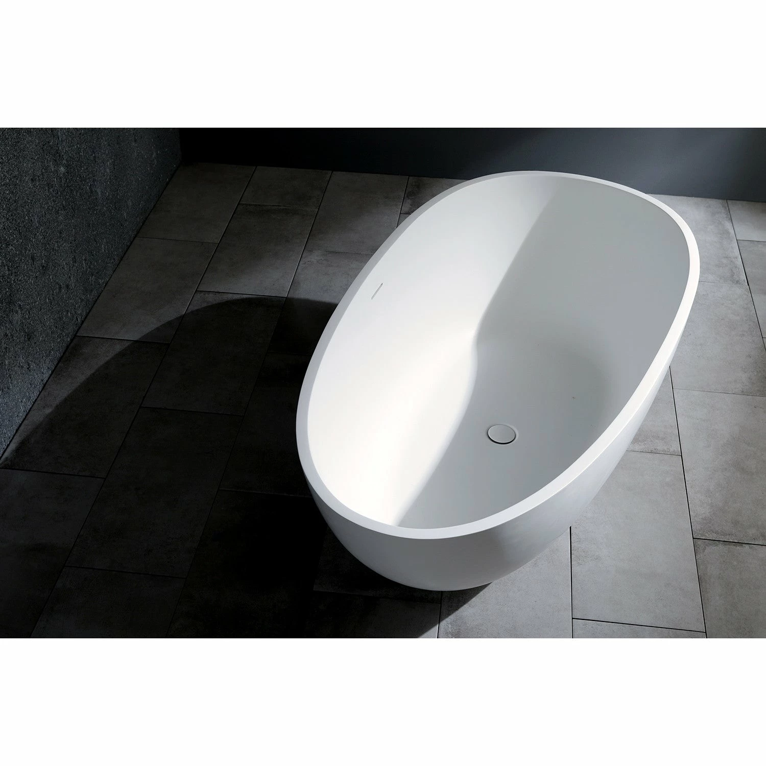 Arcticstone VRTRS593021 59-Inch Solid Surface White Stone Freestanding Tub With Drain, Matte White - Image 5