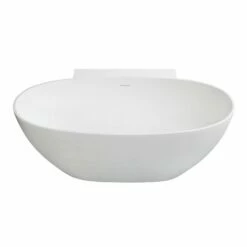 Arcticstone VRTRS633522 63-Inch Solid Surface White Stone Freestanding Tub With Drain, Matte White