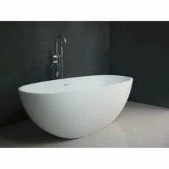 Arcticstone VRTRS653123 65-Inch Solid Surface White Stone Freestanding Tub With Drain, Matte White