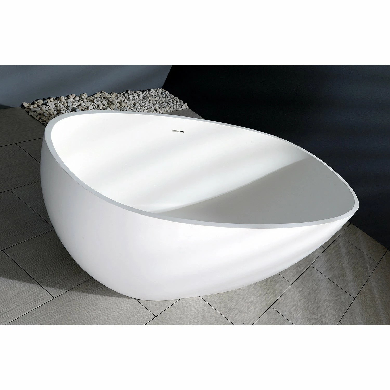 Arcticstone VRTRS653123 65-Inch Solid Surface White Stone Freestanding Tub With Drain, Matte White - Image 3