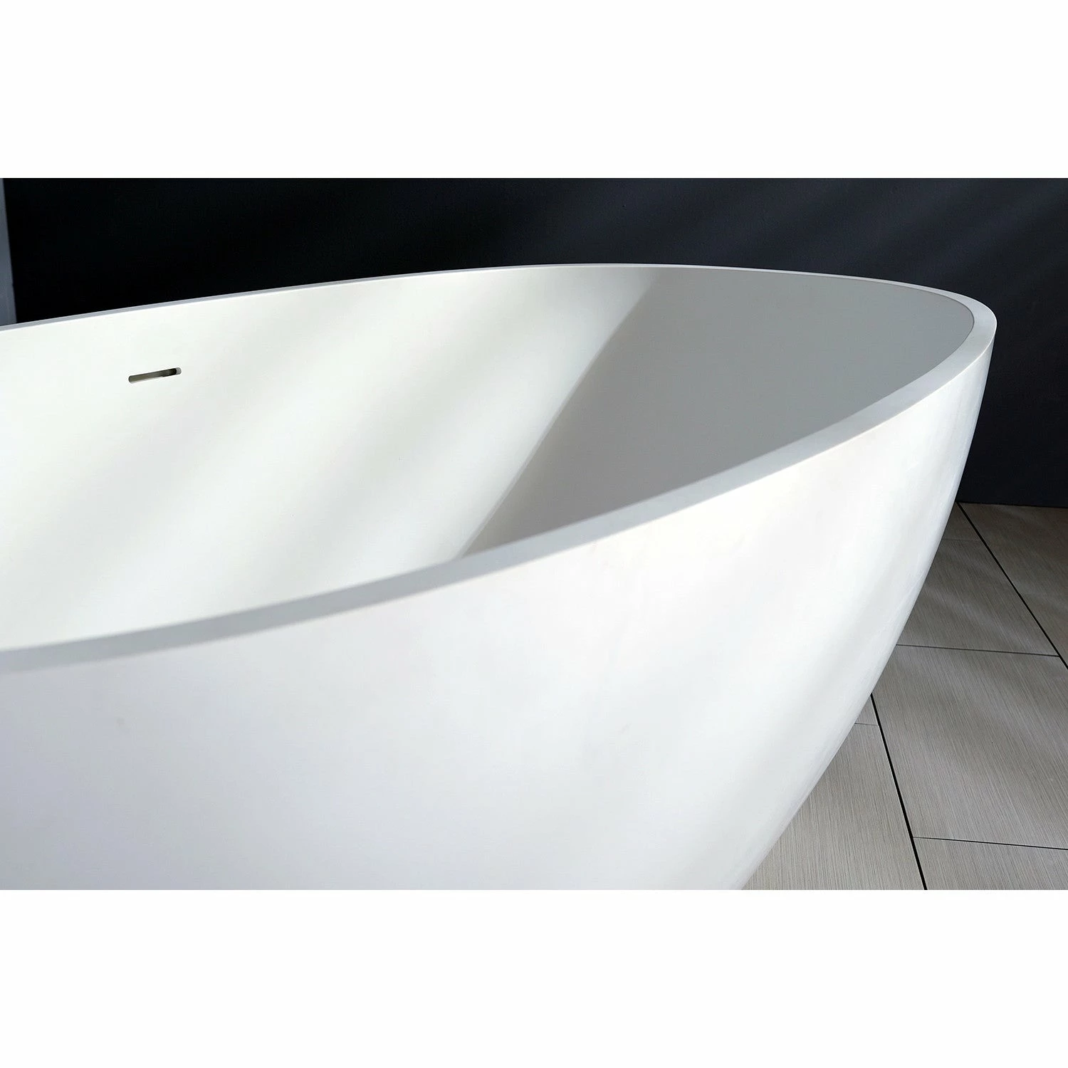 Arcticstone VRTRS653123 65-Inch Solid Surface White Stone Freestanding Tub With Drain, Matte White - Image 4
