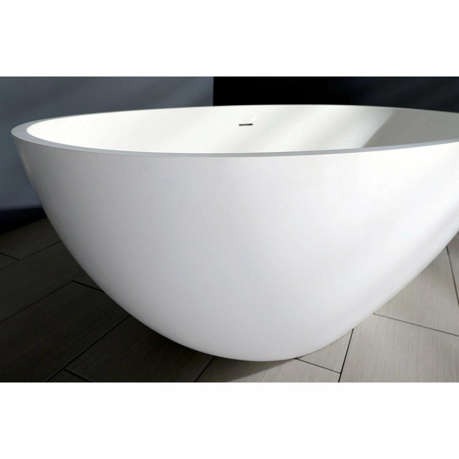 Arcticstone VRTRS653123 65-Inch Solid Surface White Stone Freestanding Tub With Drain, Matte White - Image 5