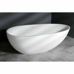 Arcticstone VRTRS673422 67-Inch Solid Surface White Stone Freestanding Tub With Drain, Matte White