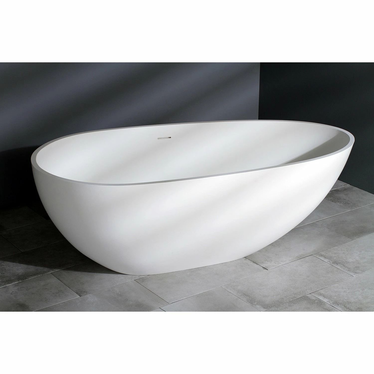 Arcticstone VRTRS673422 67-Inch Solid Surface White Stone Freestanding Tub With Drain, Matte White