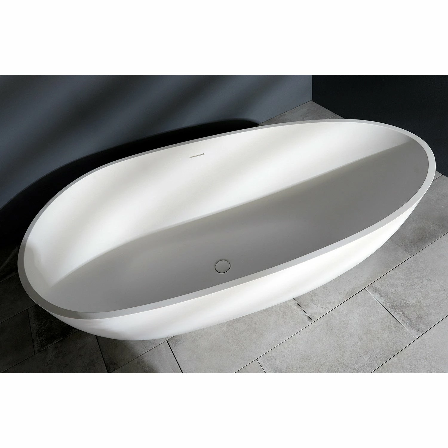 Arcticstone VRTRS673422 67-Inch Solid Surface White Stone Freestanding Tub With Drain, Matte White - Image 2