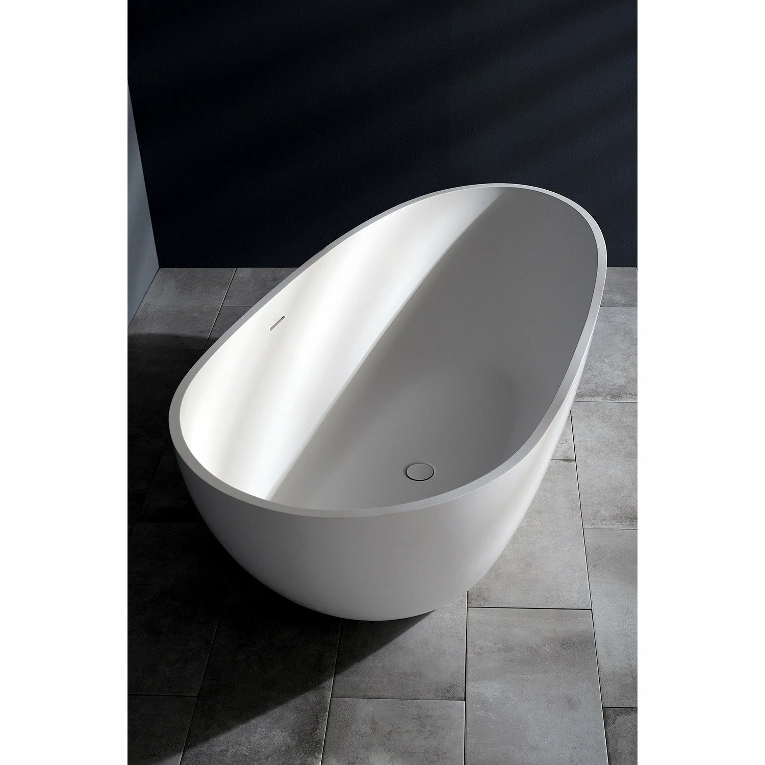 Arcticstone VRTRS673422 67-Inch Solid Surface White Stone Freestanding Tub With Drain, Matte White - Image 3