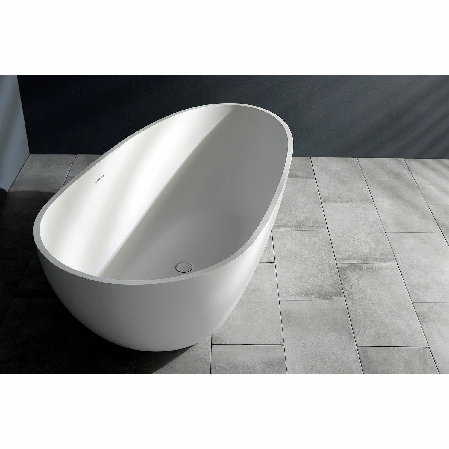 Arcticstone VRTRS673422 67-Inch Solid Surface White Stone Freestanding Tub With Drain, Matte White - Image 4