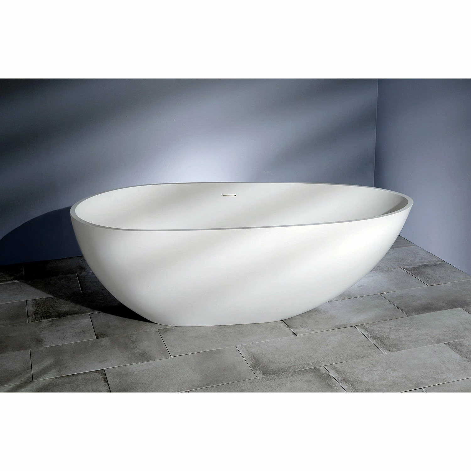 Arcticstone VRTRS673422 67-Inch Solid Surface White Stone Freestanding Tub With Drain, Matte White - Image 5
