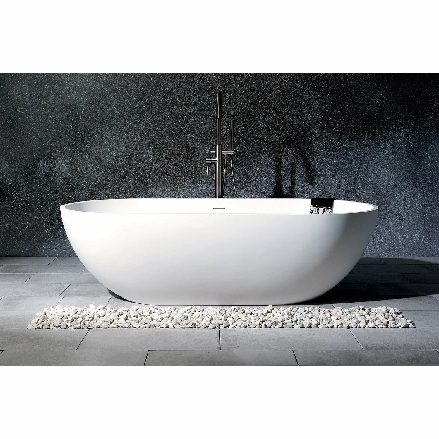 Arcticstone VRTRS703520 70-Inch Solid Surface White Stone Freestanding Tub With Drain, Matte White