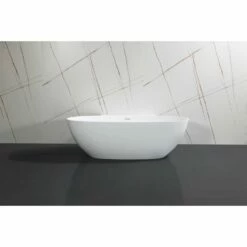 Arcticstone VRTRS713522 71-Inch Solid Surface White Stone Freestanding Tub With Drain, Matte White
