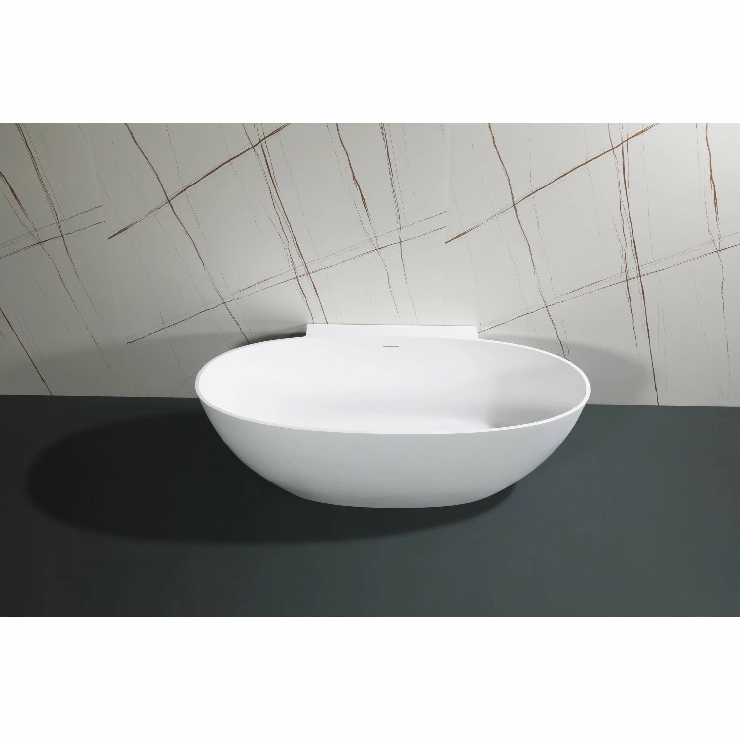 Arcticstone VRTRS713522 71-Inch Solid Surface White Stone Freestanding Tub With Drain, Matte White - Image 2