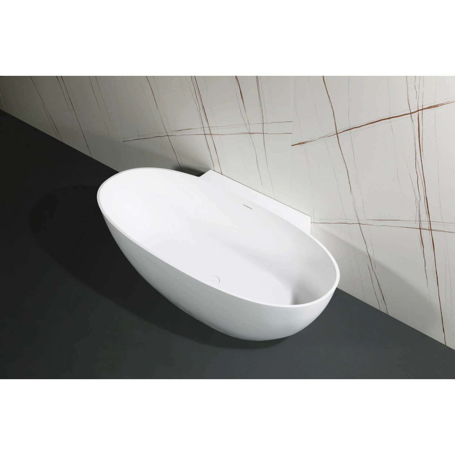 Arcticstone VRTRS713522 71-Inch Solid Surface White Stone Freestanding Tub With Drain, Matte White - Image 3
