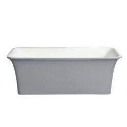 Arcticstone VRTSQ673624WG 67-Inch Solid Surface White Stone Freestanding Tub With Drain, Matte White/Gray