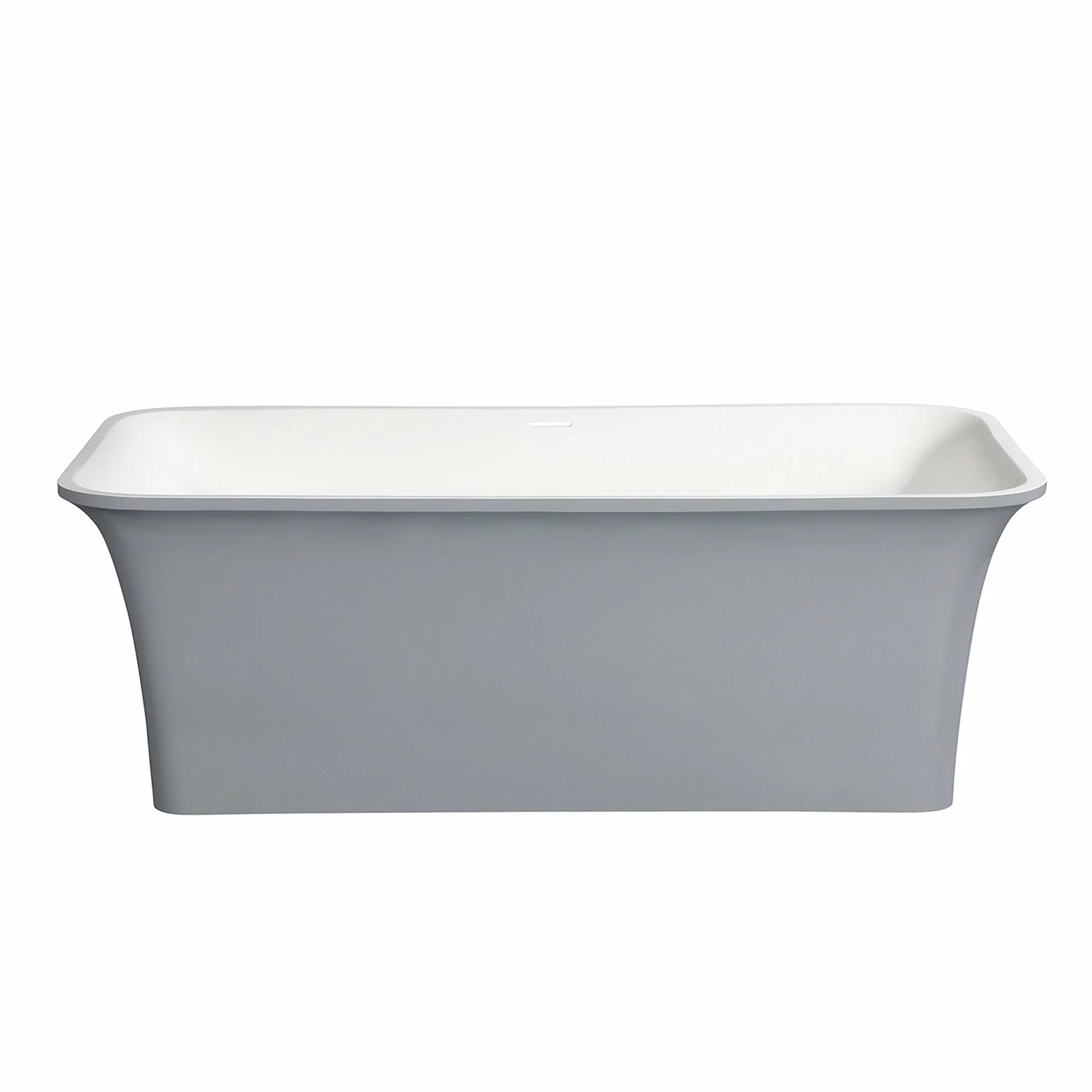 Arcticstone VRTSQ673624WG 67-Inch Solid Surface White Stone Freestanding Tub With Drain, Matte White/Gray