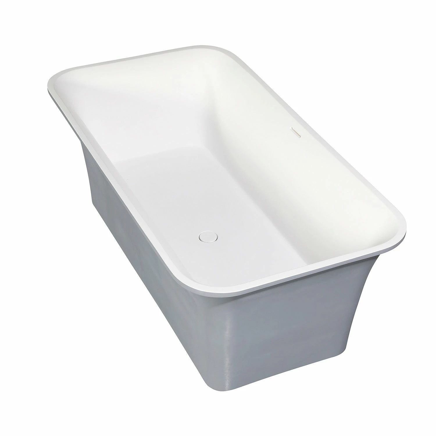 Arcticstone VRTSQ673624WG 67-Inch Solid Surface White Stone Freestanding Tub With Drain, Matte White/Gray - Image 2