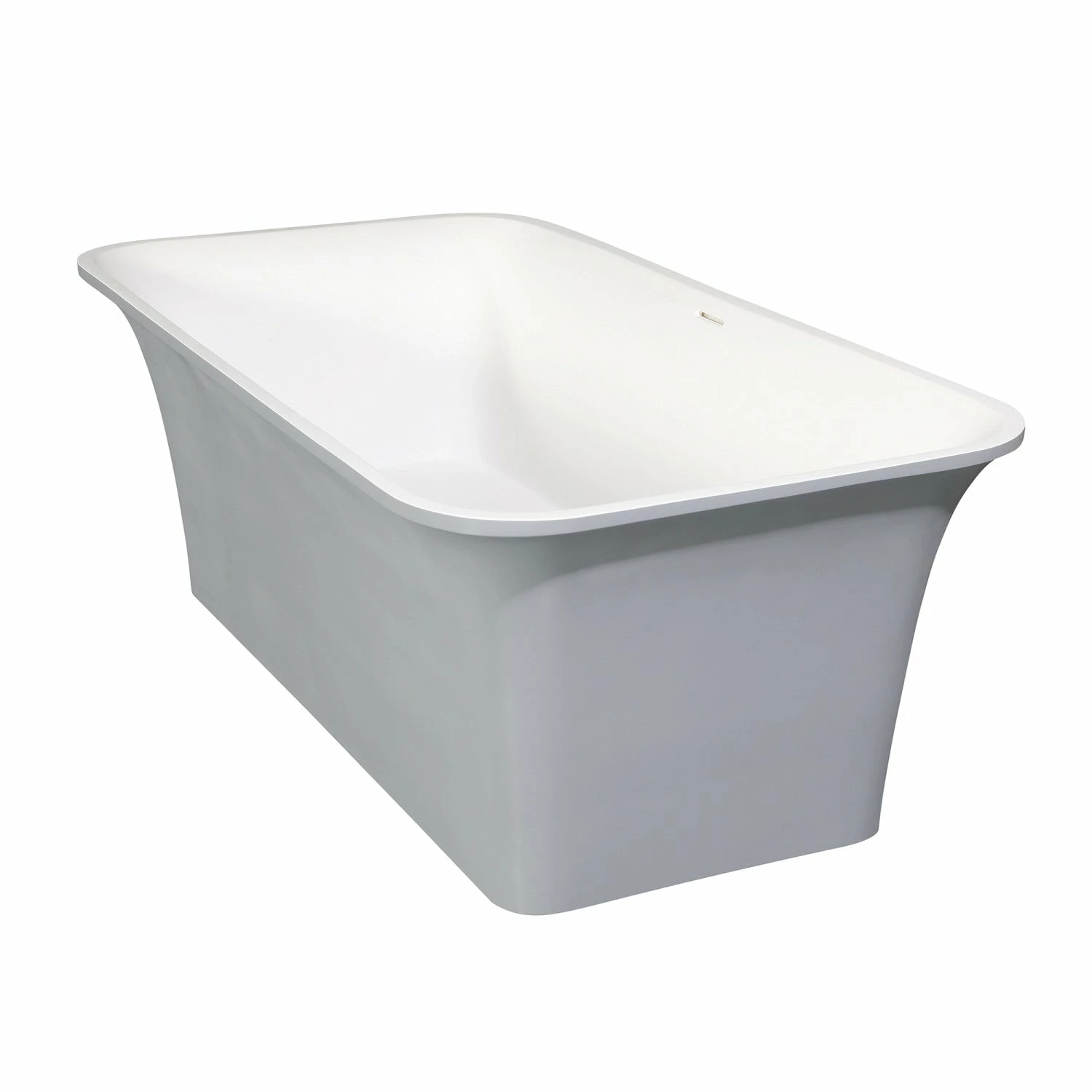 Arcticstone VRTSQ673624WG 67-Inch Solid Surface White Stone Freestanding Tub With Drain, Matte White/Gray - Image 5