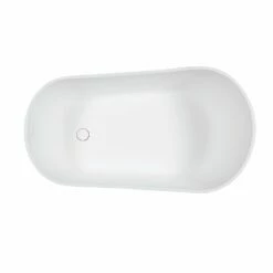 Arcticstone VRTSS513026 52-Inch Slipper Solid Surface Freestanding Tub With Drain, Glossy White/Matte White