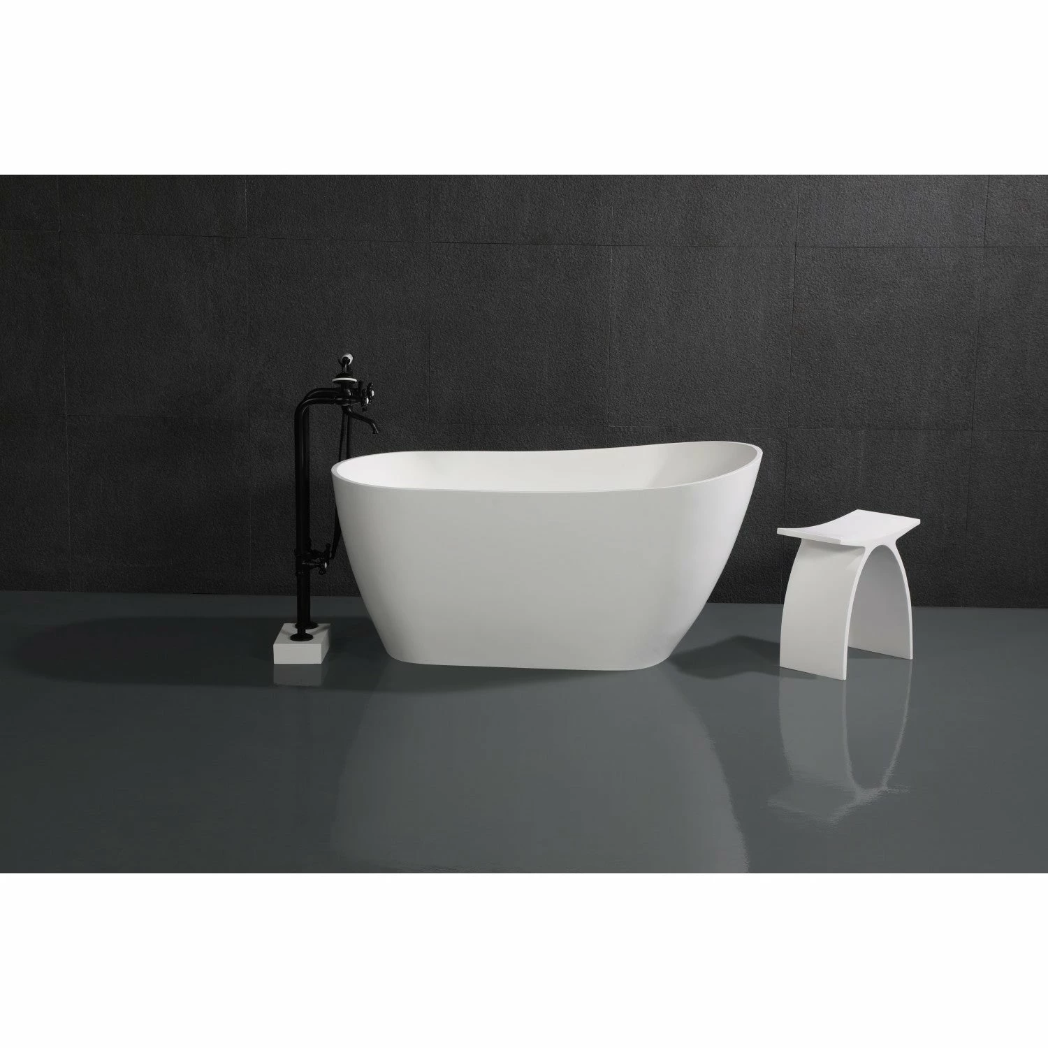Arcticstone VRTSS513026 52-Inch Slipper Solid Surface Freestanding Tub With Drain, Glossy White/Matte White - Image 3