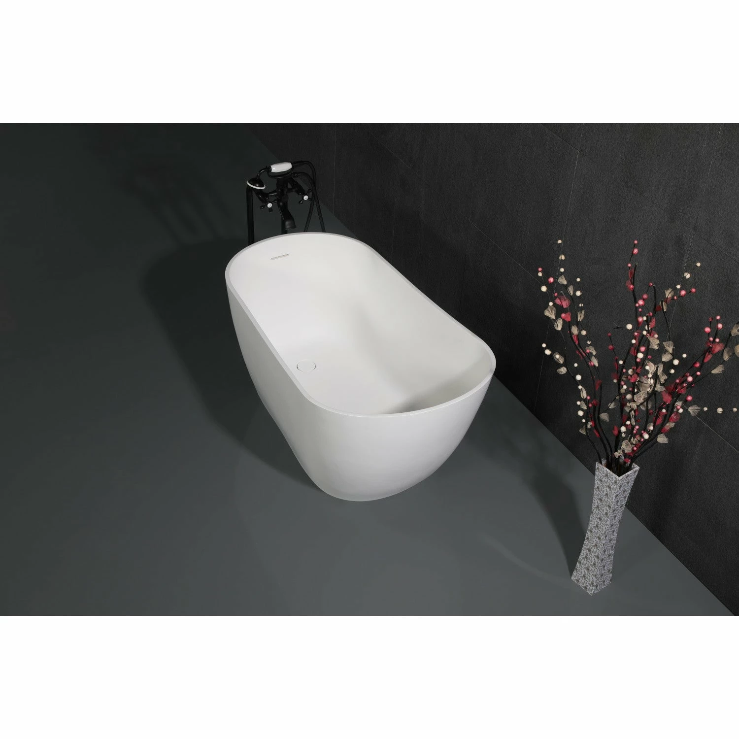 Arcticstone VRTSS513026 52-Inch Slipper Solid Surface Freestanding Tub With Drain, Glossy White/Matte White - Image 4