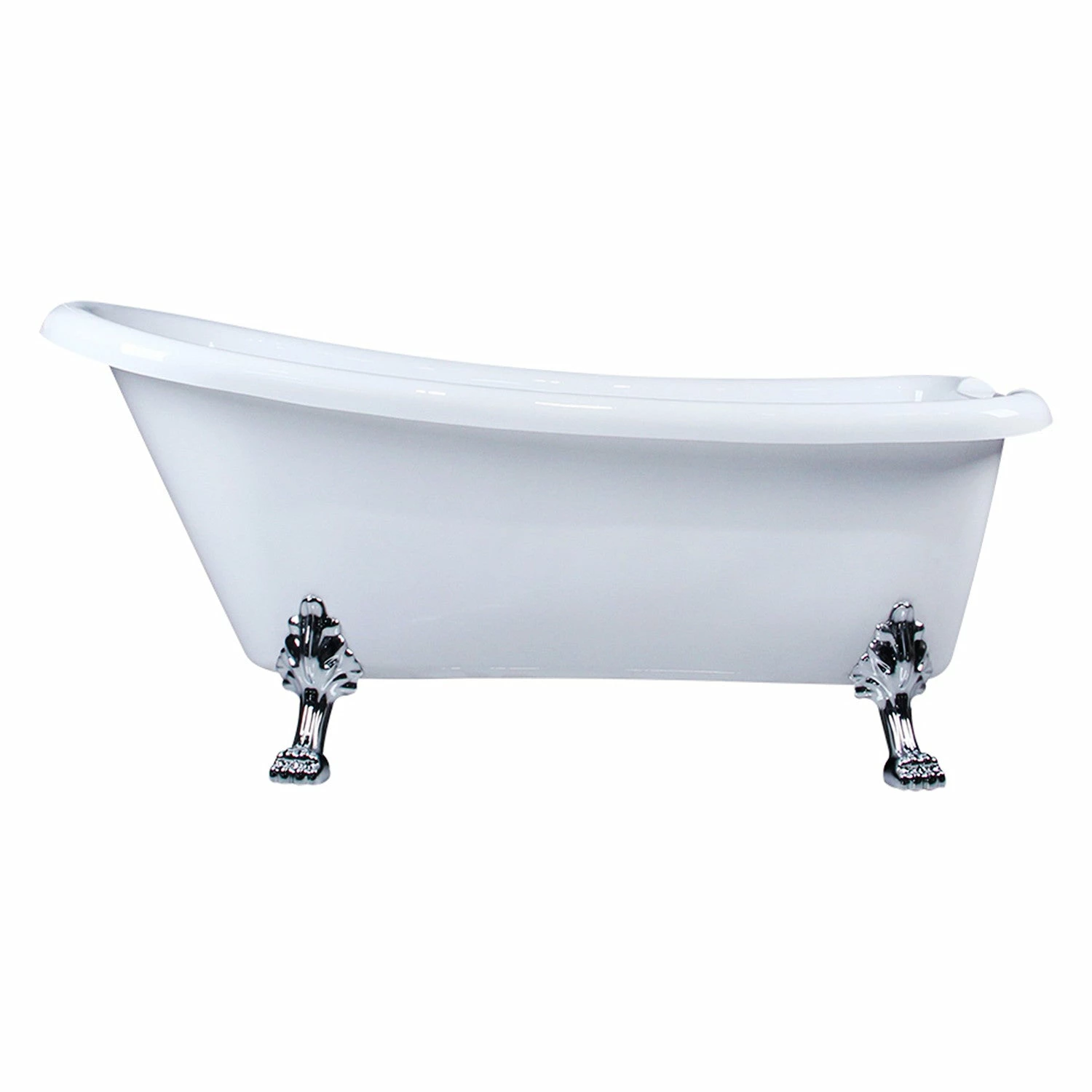 Aqua Eden VT7DE672826WAC1 67-Inch Acrylic Single Slipper Clawfoot Tub With 7-Inch Faucet Drillings, White/Polished Chrome - Image 2