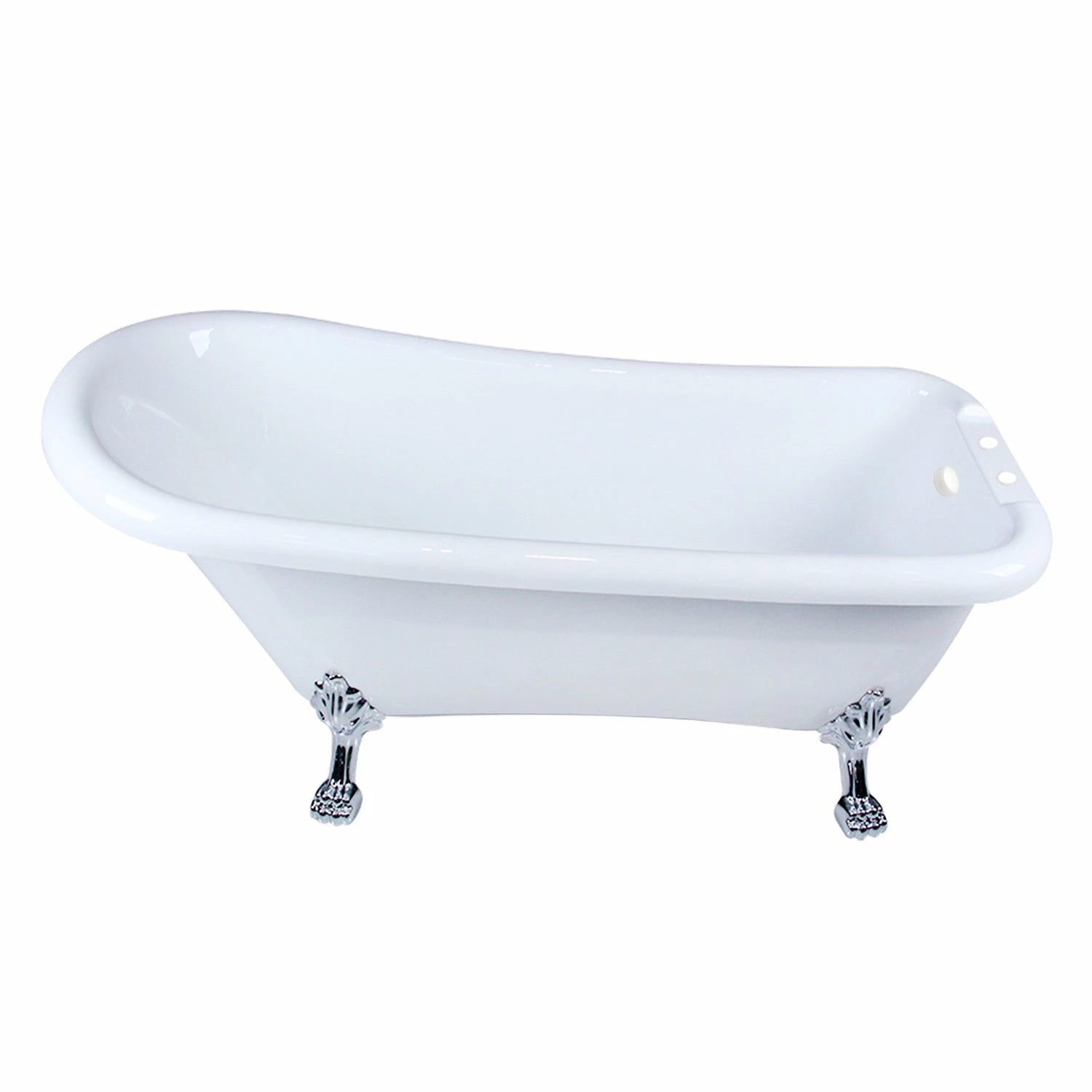 Aqua Eden VT7DE672826WAC1 67-Inch Acrylic Single Slipper Clawfoot Tub With 7-Inch Faucet Drillings, White/Polished Chrome - Image 3