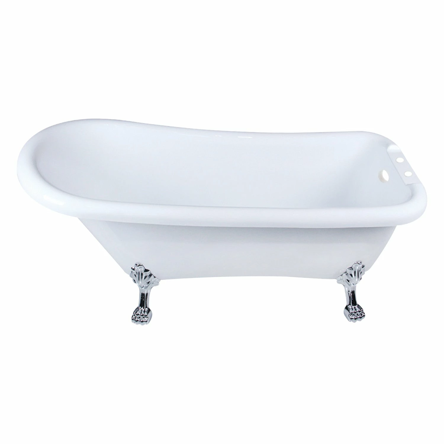 Aqua Eden VT7DE672826WAC1 67-Inch Acrylic Single Slipper Clawfoot Tub With 7-Inch Faucet Drillings, White/Polished Chrome