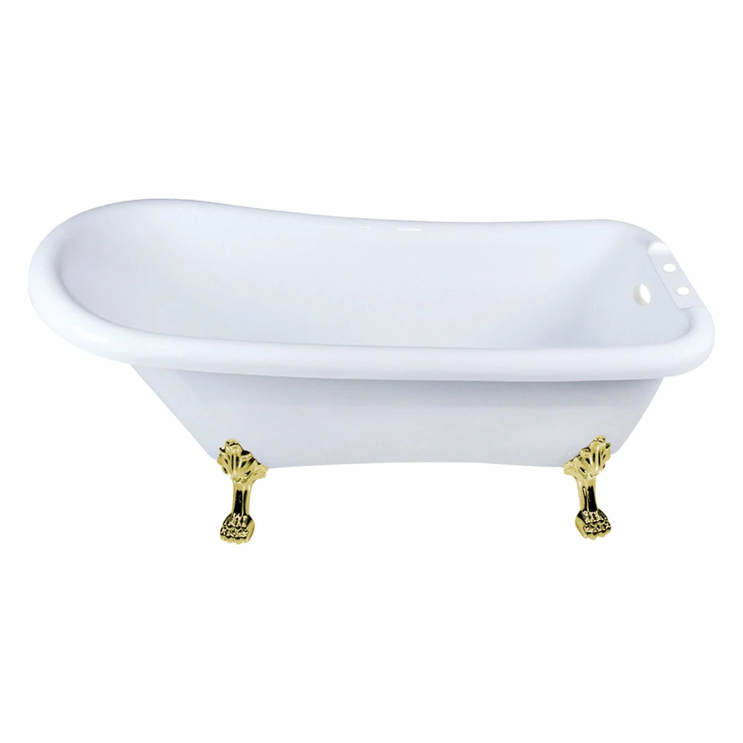 Aqua Eden VT7DE672826WAC2 67-Inch Acrylic Single Slipper Clawfoot Tub With 7-Inch Faucet Drillings, White/Polished Brass