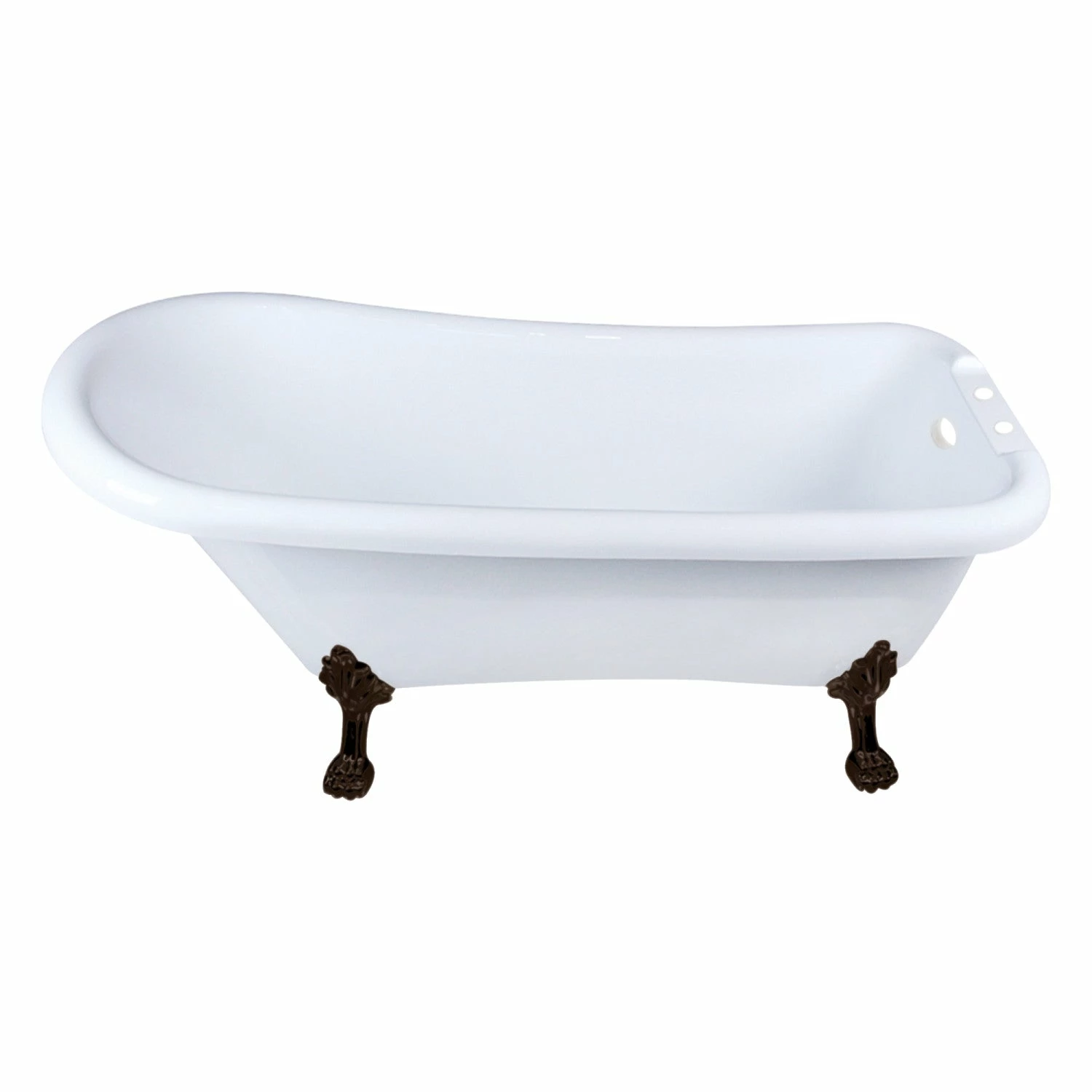 Aqua Eden VT7DE672826WAC5 67-Inch Acrylic Single Slipper Clawfoot Tub With 7-Inch Faucet Drillings, White/Oil Rubbed Bronze