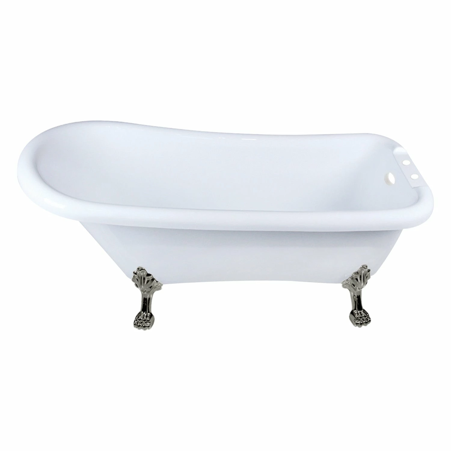 Aqua Eden VT7DE672826WAC8 67-Inch Acrylic Single Slipper Clawfoot Tub With 7-Inch Faucet Drillings, White/Brushed Nickel