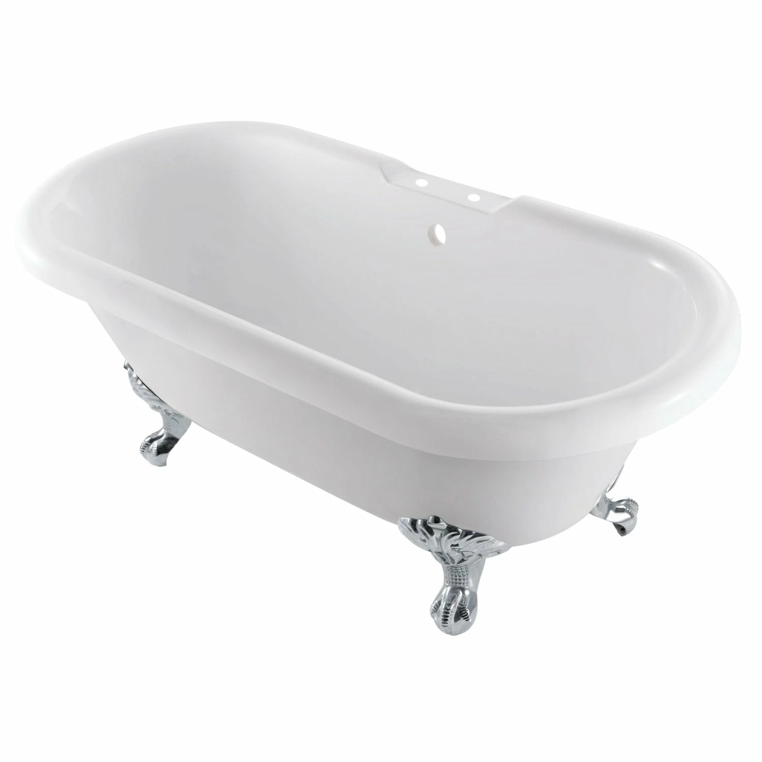 Aqua Eden VT7DS672924JNH1 67-Inch Acrylic Clawfoot Tub With 7-Inch Faucet Drillings, White/Polished Chrome - Image 2