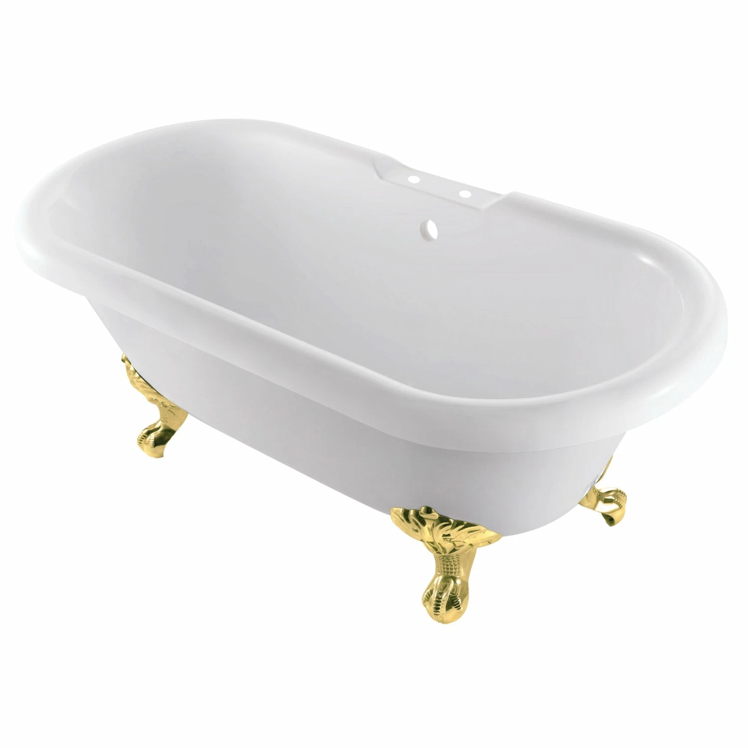 Aqua Eden VT7DS672924JNH2 67-Inch Acrylic Clawfoot Tub With 7-Inch Faucet Drillings, White/Polished Brass - Image 2