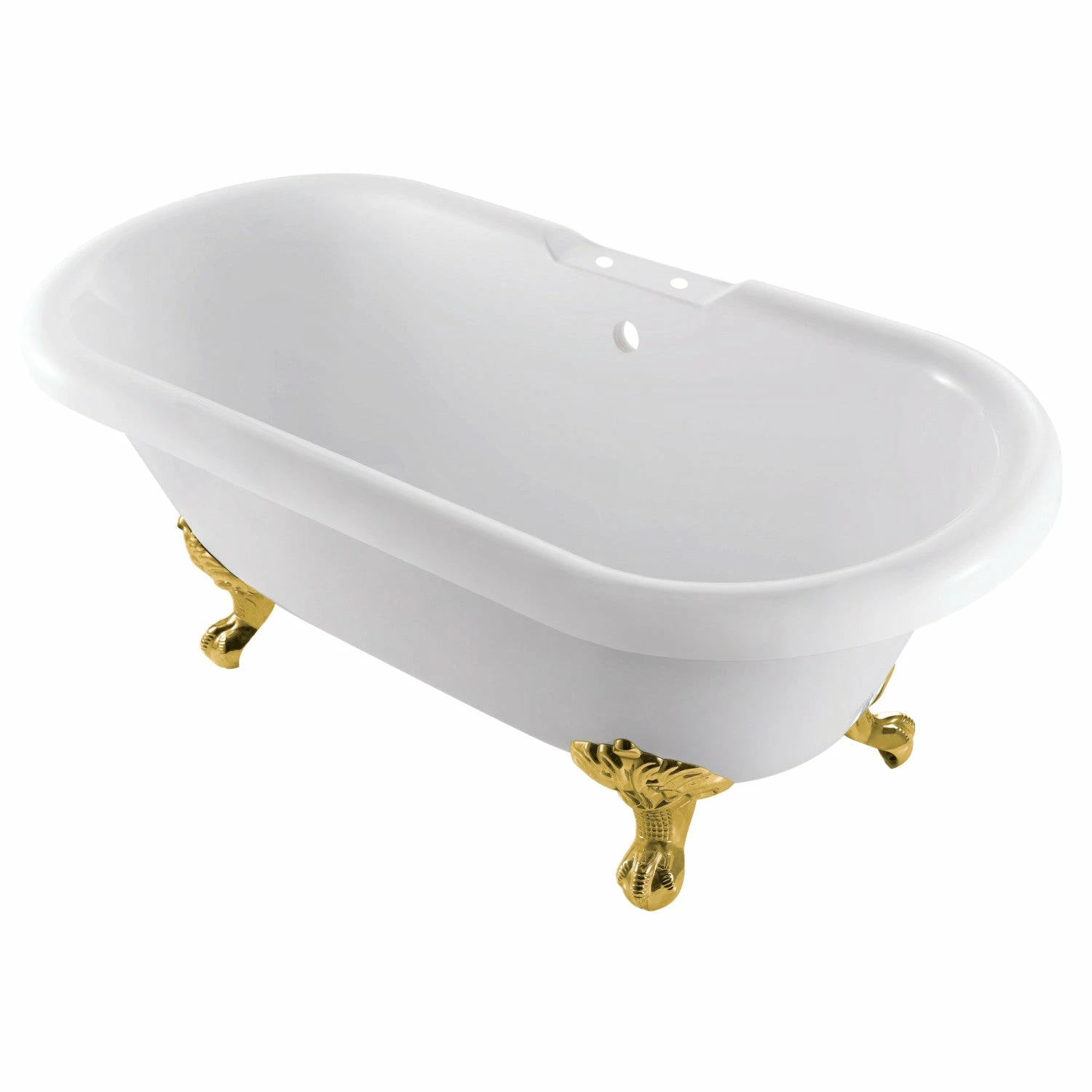 Aqua Eden VT7DS672924JNH7 67-Inch Acrylic Clawfoot Tub With 7-Inch Faucet Drillings, White/Brushed Brass - Image 2