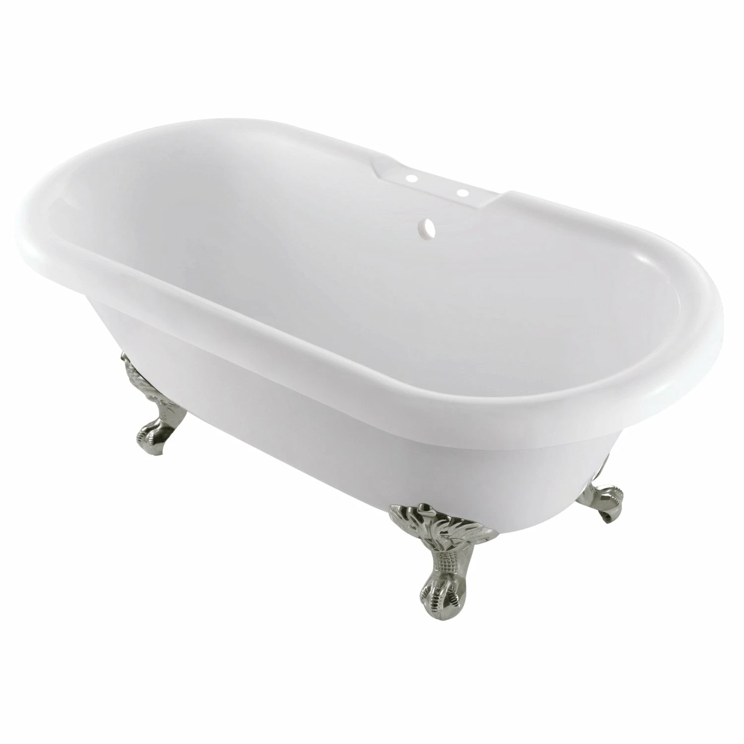 Aqua Eden VT7DS672924JNH8 67-Inch Acrylic Clawfoot Tub With 7-Inch Faucet Drillings, White/Brushed Nickel - Image 2