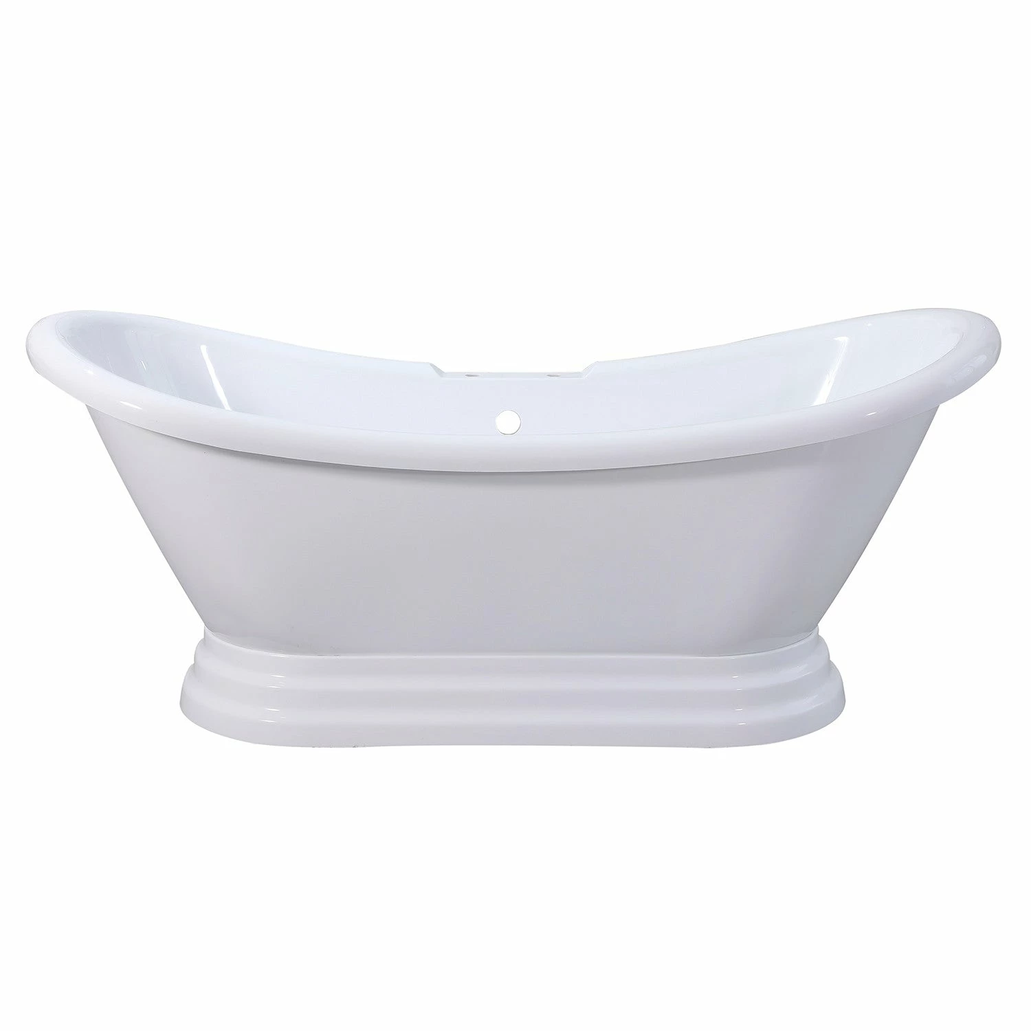 Aqua Eden VT7DS692828PBA 69-Inch Acrylic Double Slipper Pedestal Tub With 7-Inch Faucet Drillings, Glossy White - Image 3